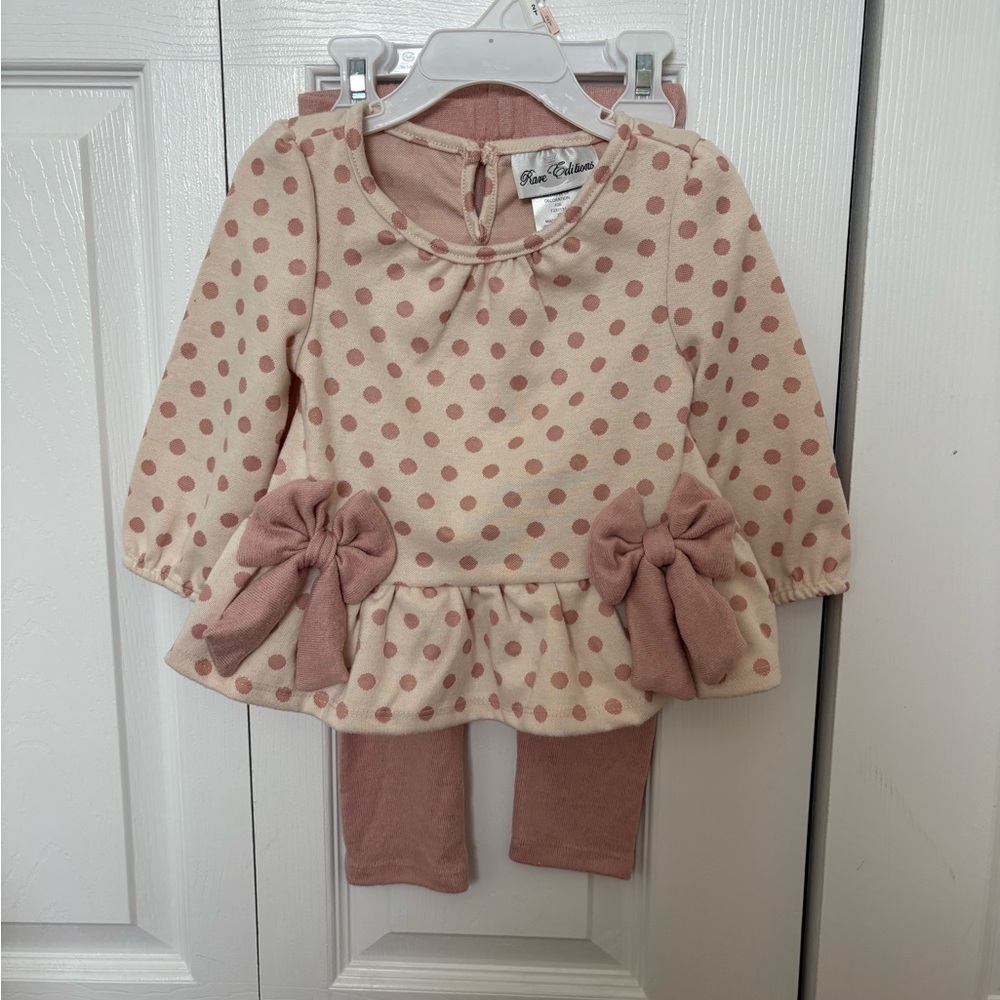Rare Editions Pink Polka Dot Toddler Outfit
